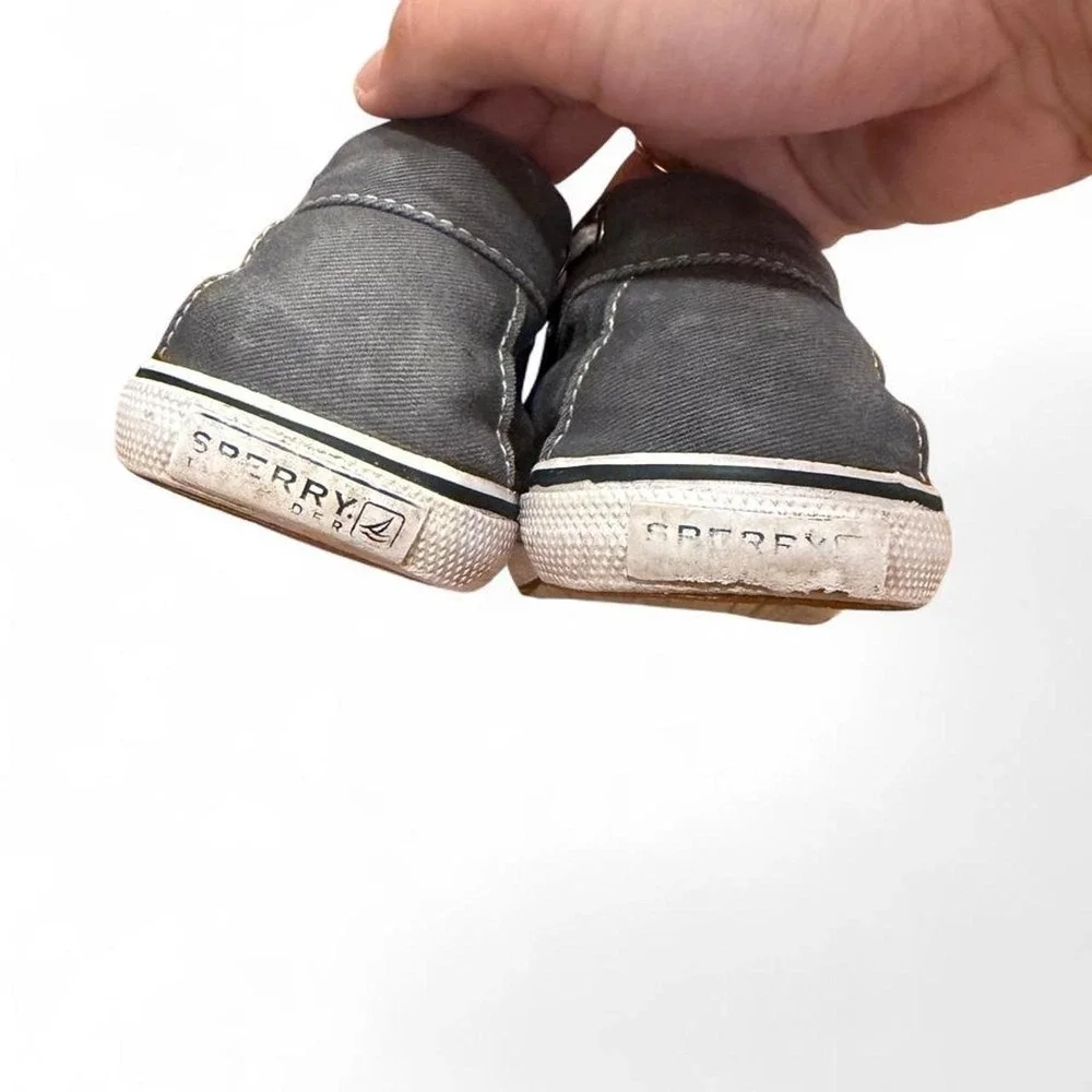 Sperry Top-Sider Halyard Gray Canvas Boat Shoes Youth 4.5 Women 6.5